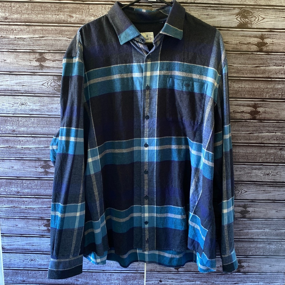 Johnnie-O Hangin' Out Men's Flannel Long-Sleeved Button-Down Shirt Size XXL Blue